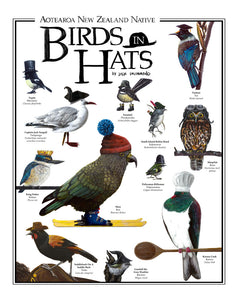 Aotearoa New Zealand Native Birds In Hats - PDF